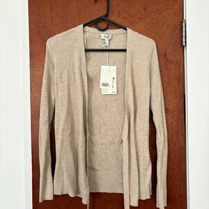 COS Wrap/Tie Ribbed Wool Wrap Sweater in Light Beige, size M WITH TAGS